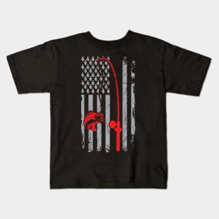 Fishing American Flag Bass Fishing Kids T-Shirt